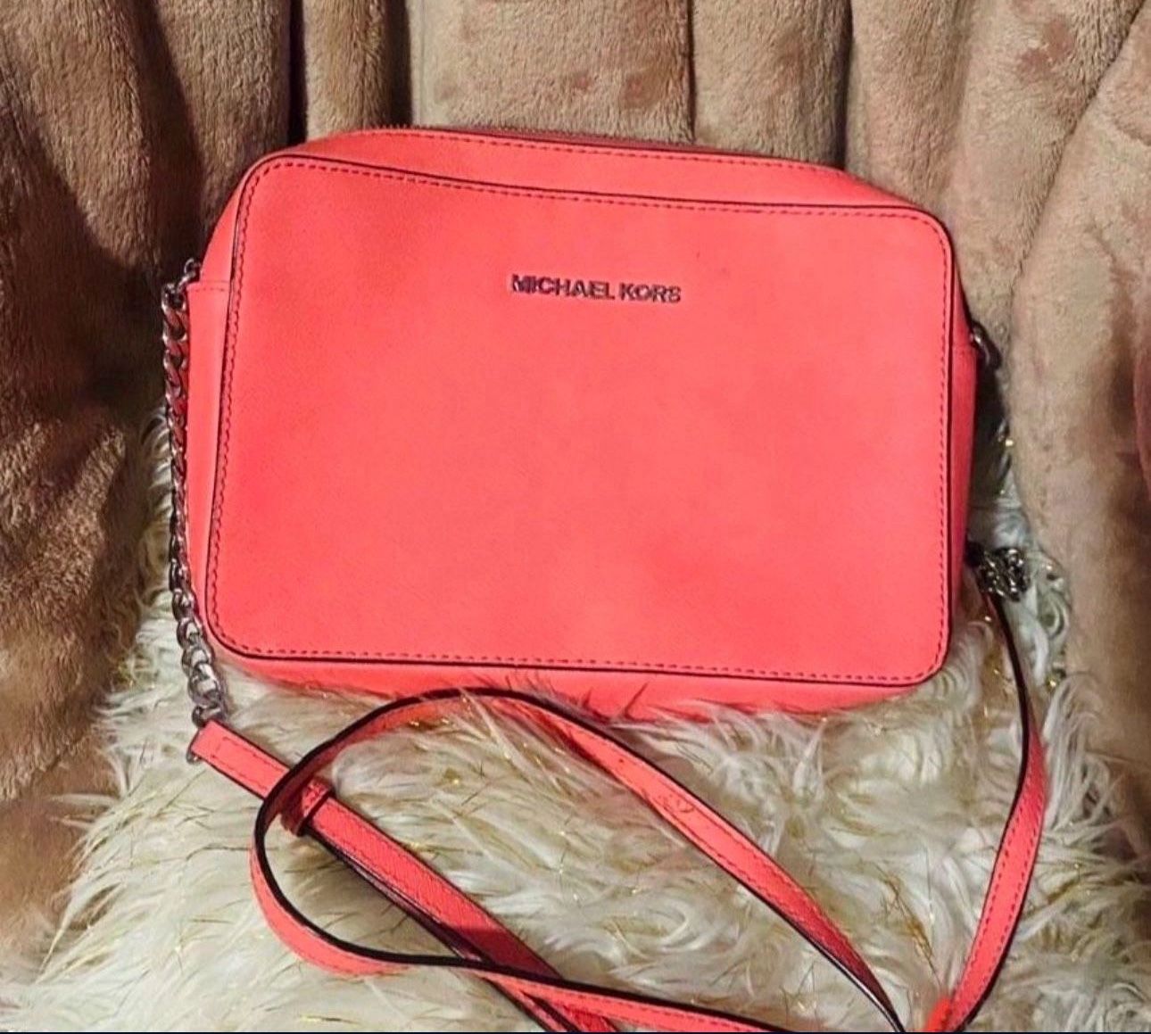 Michaels Michael Kors Jet Yet Travel Crossbody  Bag With Silver Chain