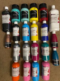 Paints (acrylic, tempera, and pre-mixed pouring)