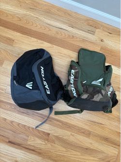 Pair of Easton baseball bat and gear bags