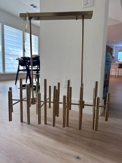 Brass Bamboo-Style Multi-Light Chandelier