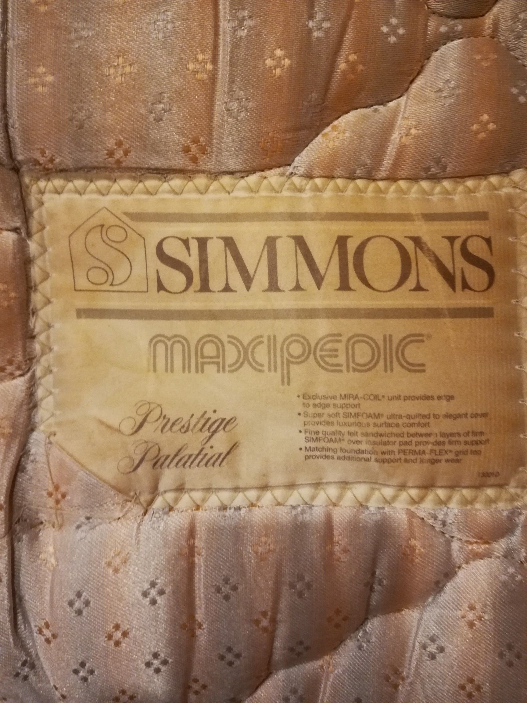 Mattress without box spring - Simmons Maxipedic prestige palatial mattress with box spring - Full size