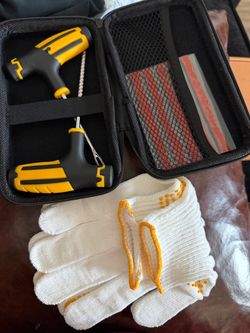 Tire Repair Kit with Carrying Case and Gloves