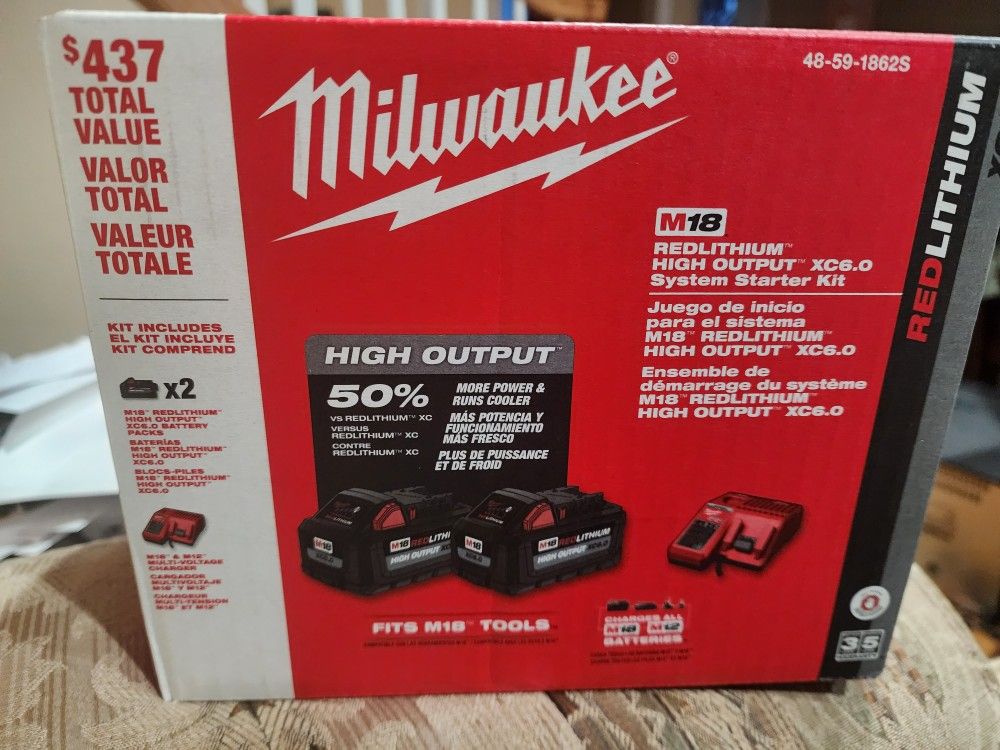 Milwaukee 18-Volt Lithium-Ion High Output Starter Kit with Two 6.0 Ah Battery and Charger