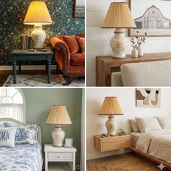 Large Vintage Bas-Relief Ginger Jar Lamp - Wheat & Floral Motif