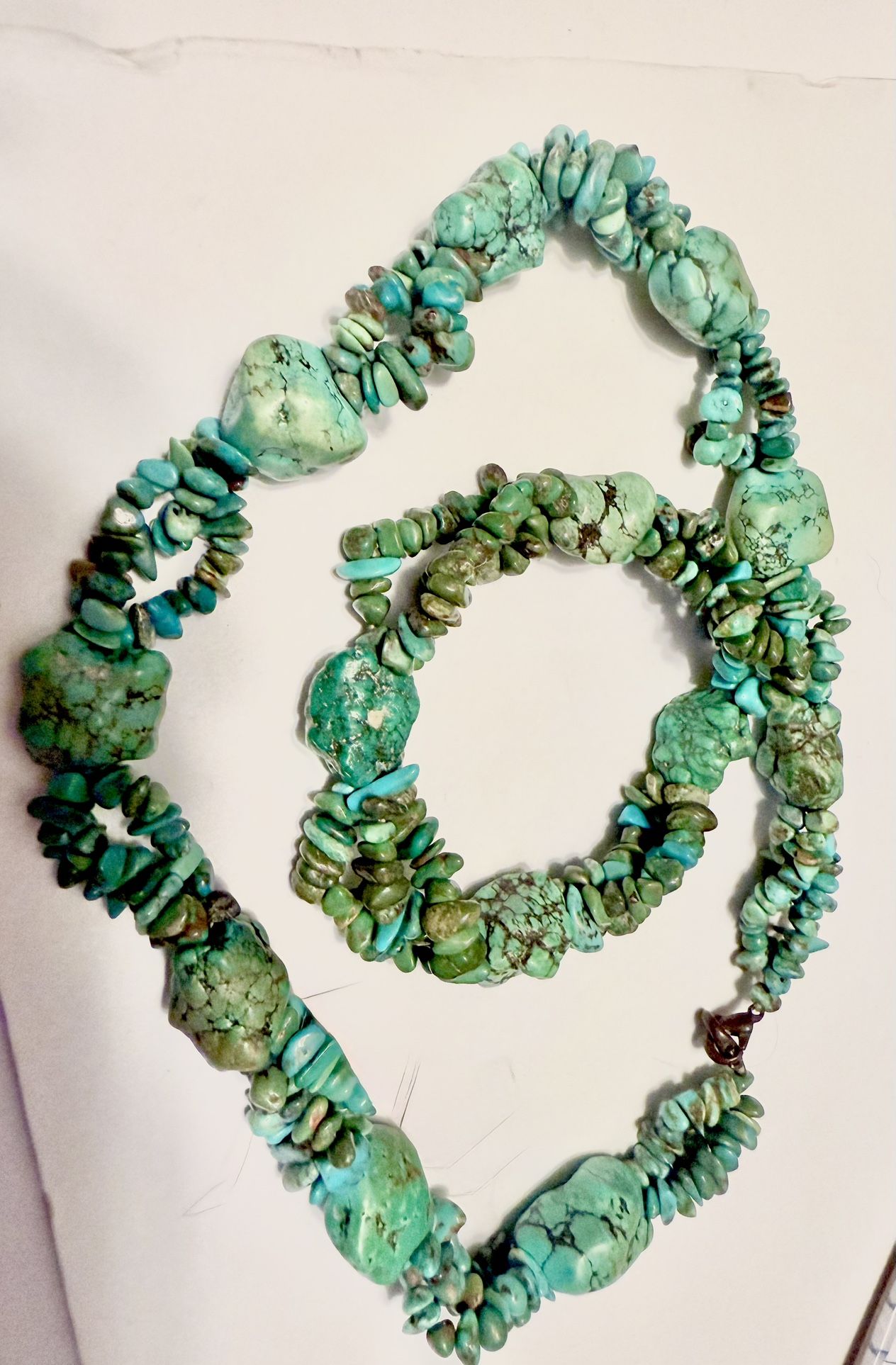 Double Strand Turquoise Necklace And Bracelet