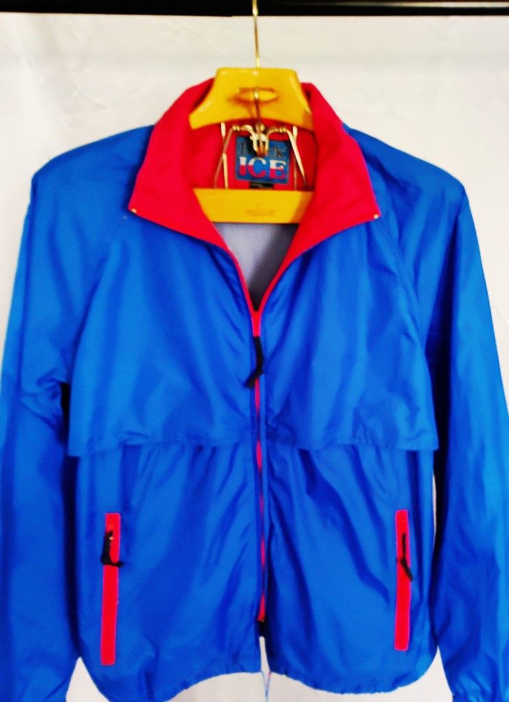 Black ICE Windbreaker Jacket Men’s Medium Blue Red Colorblock 90s Mesh Lined