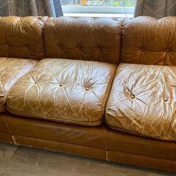 Large Vintage Drexel Leather Couch