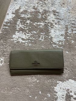 Coach Pebble Leather Olive Slim Wallet