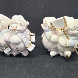 Lenox Snowman Candle Holders Set