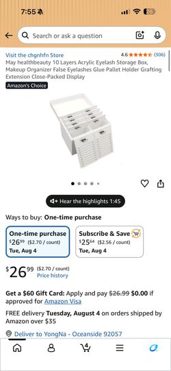 Brand New 10-Layer Acrylic Eyelash Storage Box – $10 Each or 3 for $25