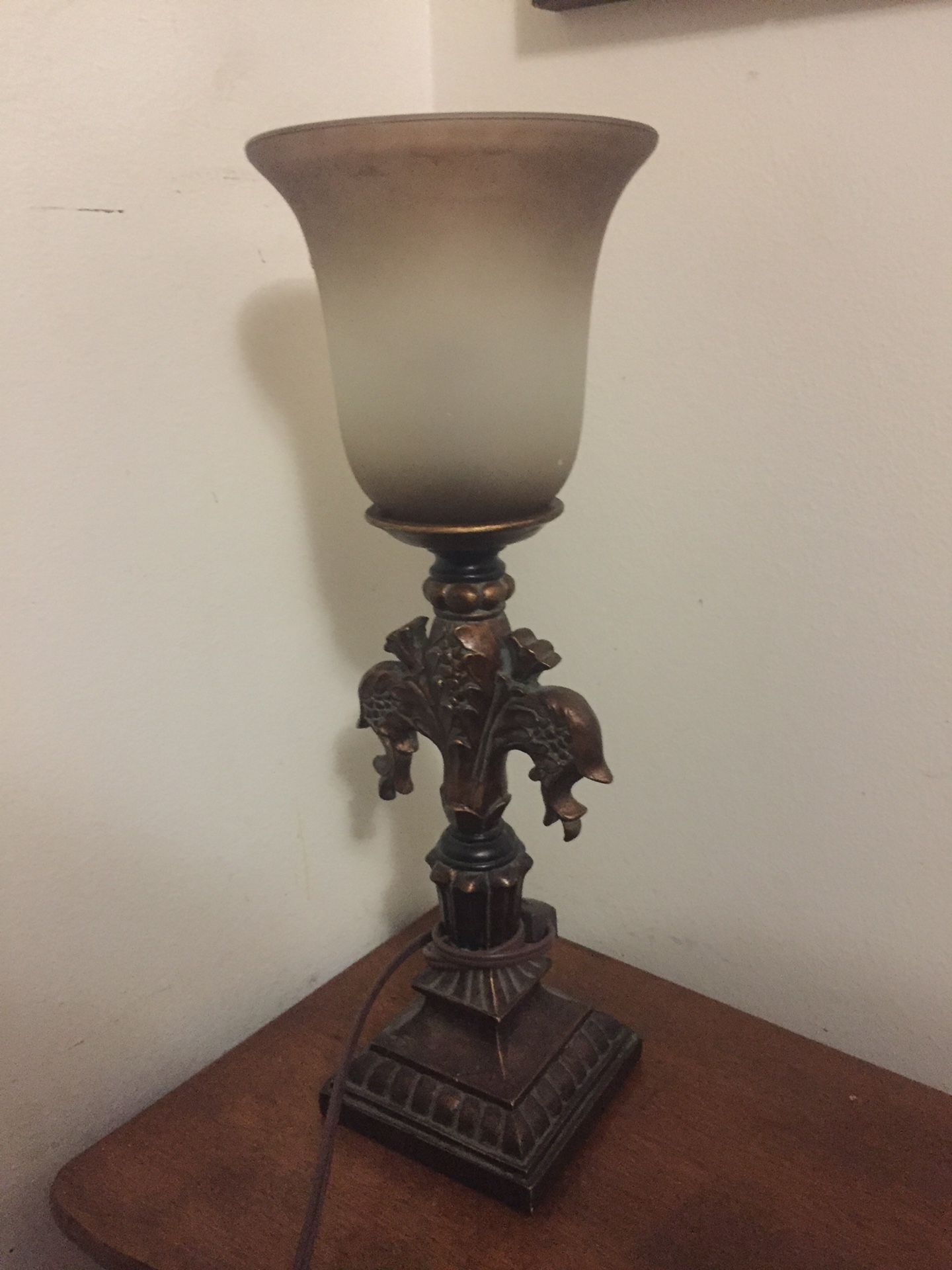 Nice heavy lamp with glass shade very sturdy