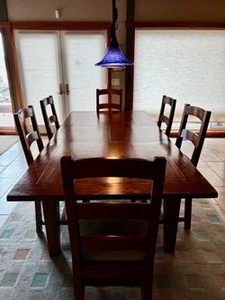 Rustic Farmhouse Dining Table and 6 Chairs