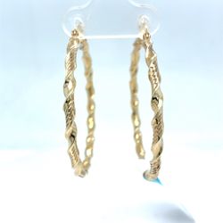 14Kt Yellow Gold Twist Hoop Earrings 2.88g 40x2.25 21977348