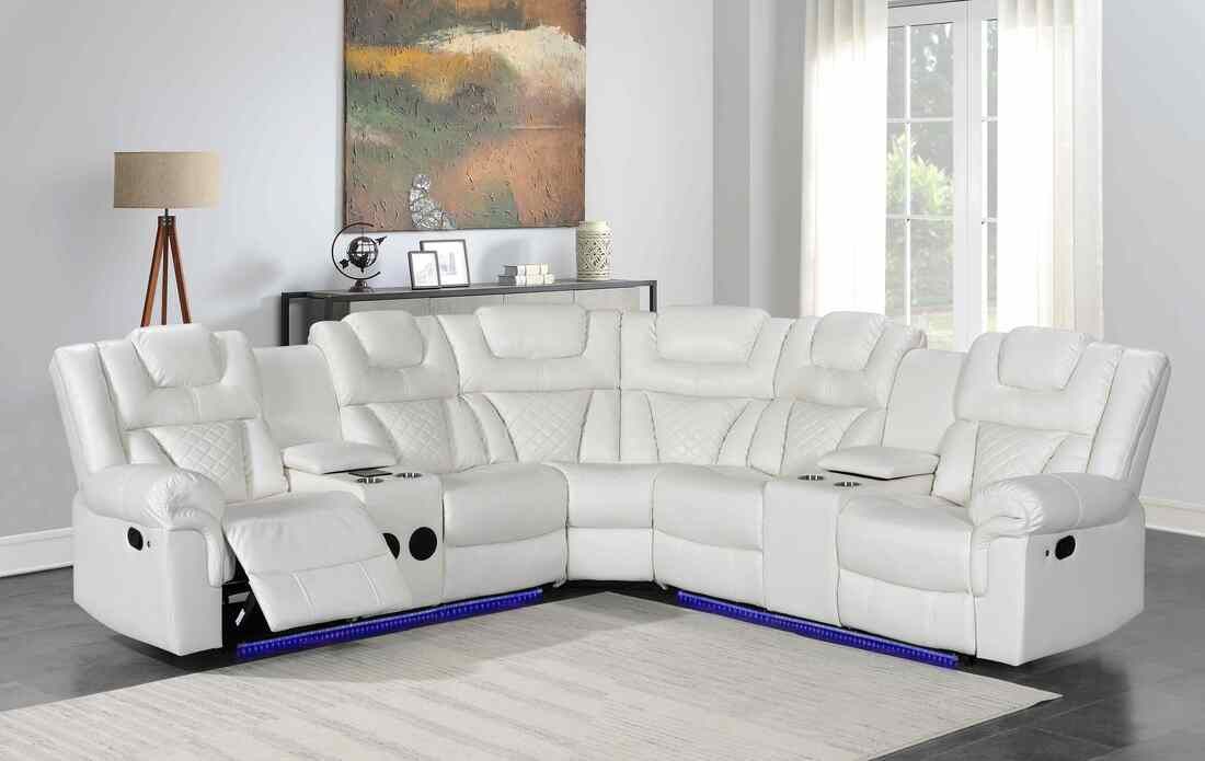 Clearance Alexa2023 White Reclining Sectional 