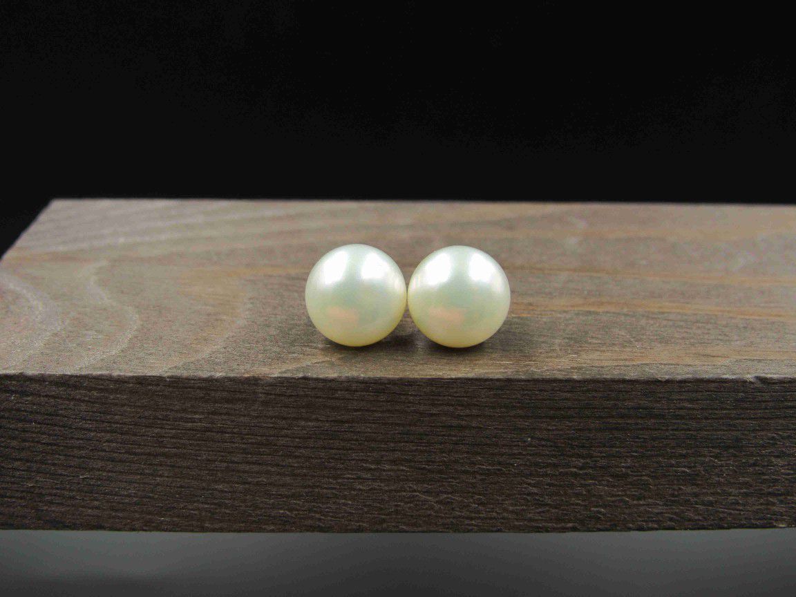 Sterling Silver Good Size White Pearl Stud Earrings Vintage Wedding Engagement Anniversary Beautiful Everyday Minimalist Cute