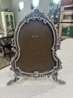 Vintage Ornate Silver Metal Vanity Frame 