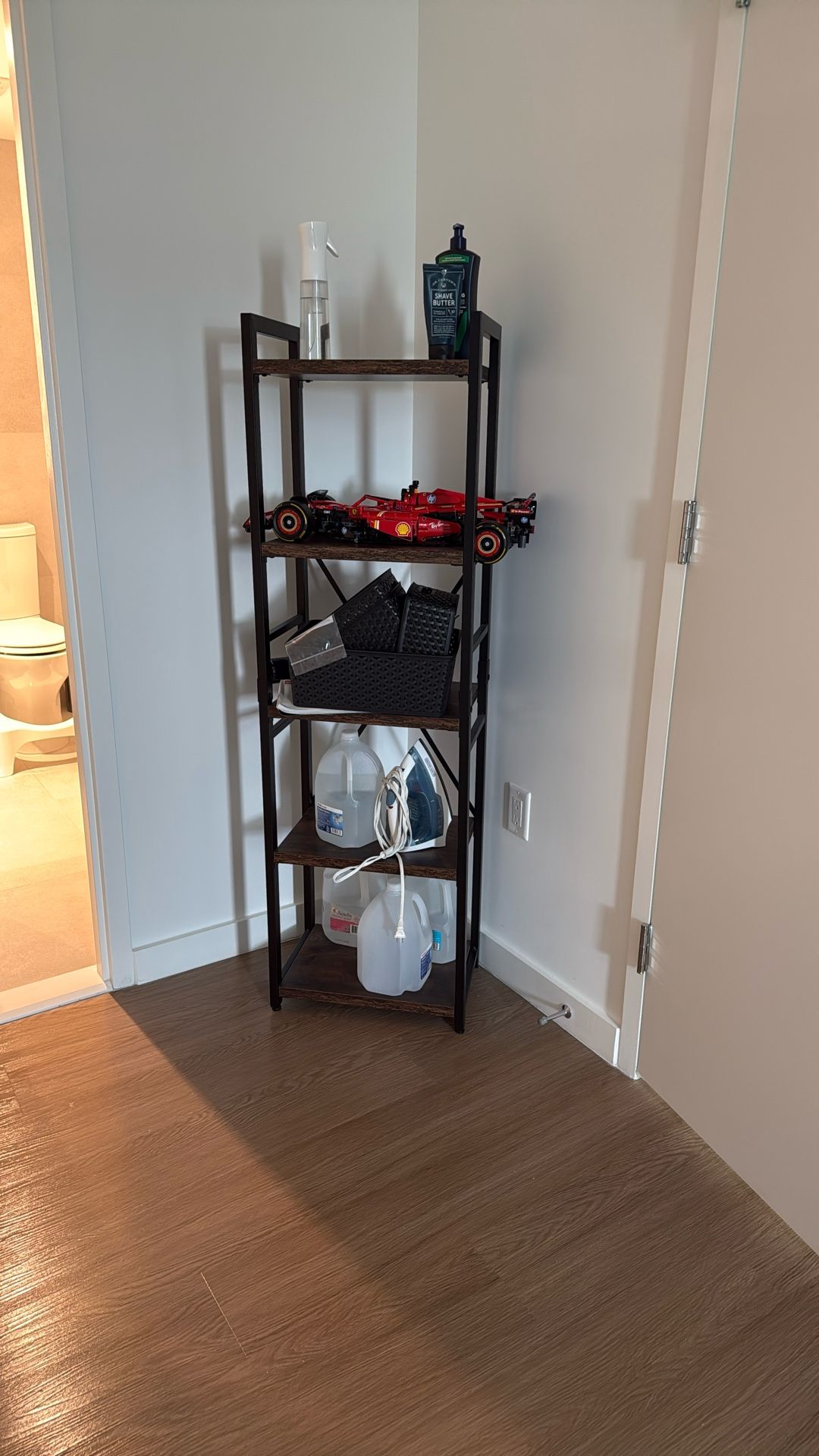 Set of 2 Industrial Wood & Metal Shelving Units