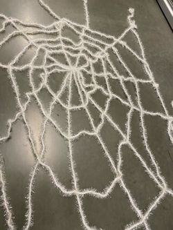 White Fuzzy Spiderweb Halloween Decoration 🕸️🕷️