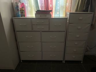 2 white fabric drawer