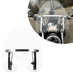 18"x16" High Quality Motorcycle Clear Windscreen Windshield for Harley Davidson Honda Kawasaki Suzuki Yamaha with Chrome Standard Hardware