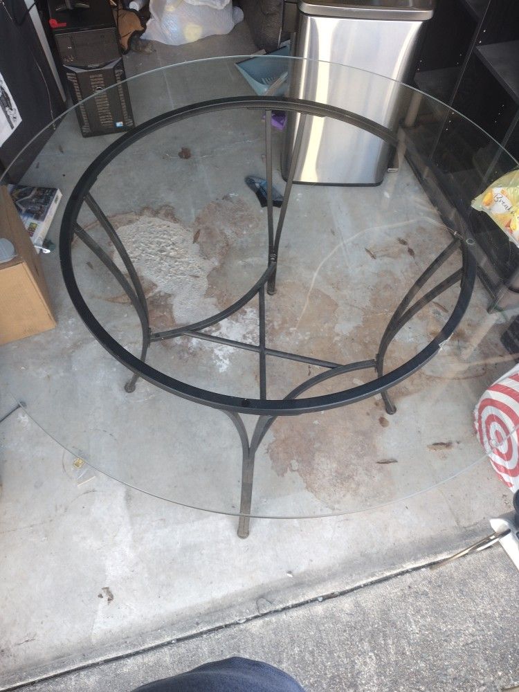 Large Glass Table With Metal Legs
