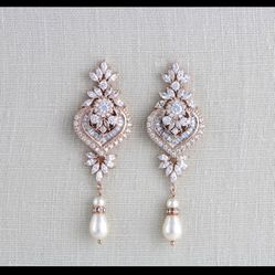 Rose Gold Wedding Earrings 