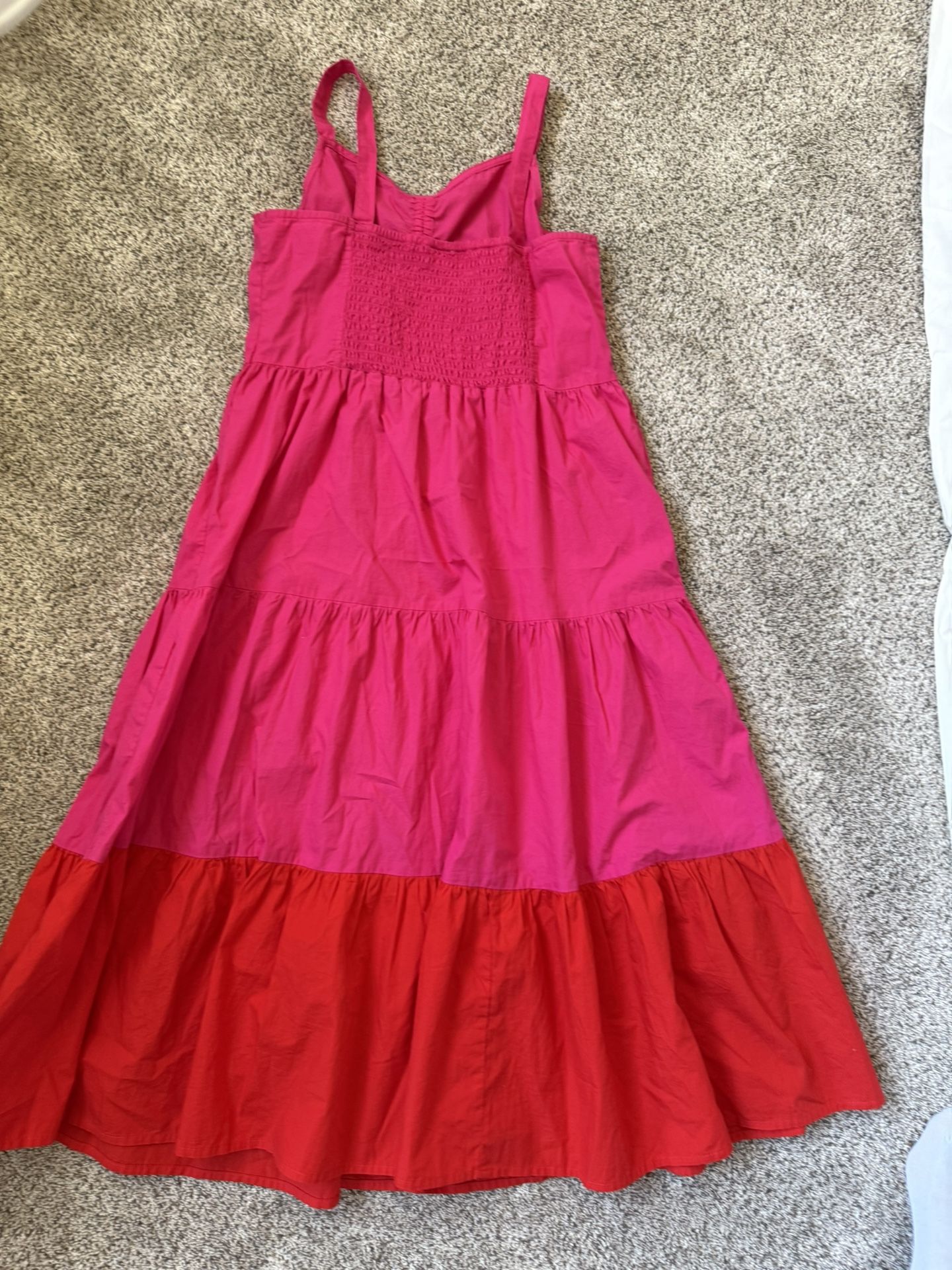 Bright Pink & Red Cotton Sundress For Teens