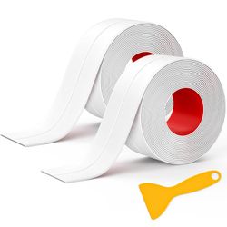 Riakoob Caulk Strip Tape, PE Self-Adhesive Decorative Sealing Tape, Used for Kitchen Sink Toilet Bathroom Bathtub Floor Wall Edge Protector (White)