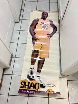 vintage life size la times shaq lakers poster