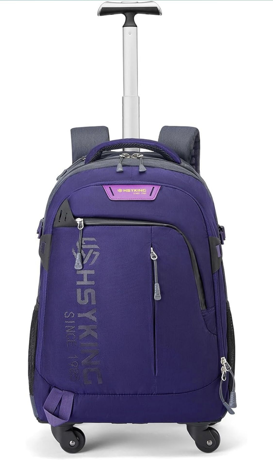 20 Inches Water-resistant Rolling Laptop Backpack Wheeled Backpack for Adult, Business People and Travel Commuter Carry-on Luggage with Spinner Wheels