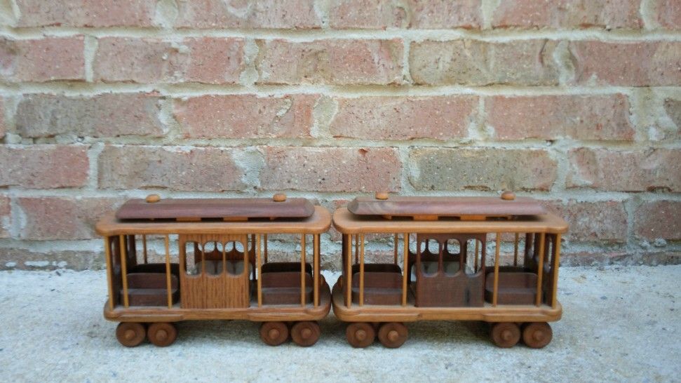 Vintage Berkley's Wooden Toy Factory Trolley Music Boxes