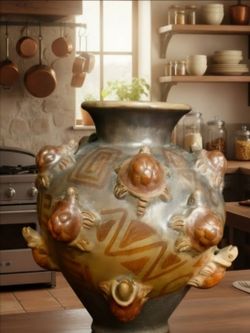 Large ceramic Zoomorphic  vessel 3D signed M.M.H (HERON MARTINES MENDOZA) 11.5"