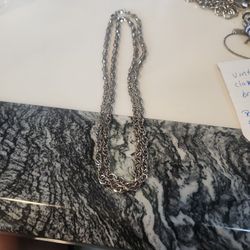 Rope chain 30 Inch Long vintage  metal plateado color silver