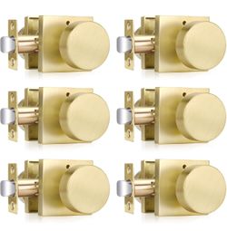 Gold Door Knobs Interior Privacy, Heavy Duty Square Brushed Gold Interior Door Knobs