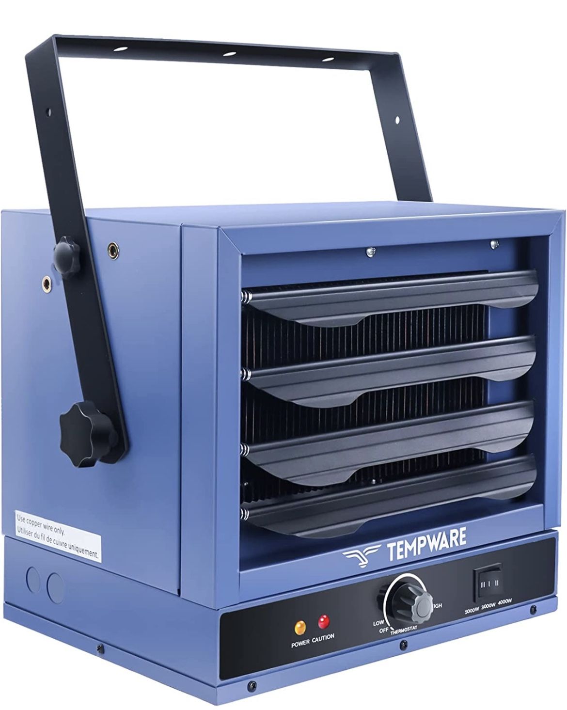 TEMPWARE Electric Garage Heater, 5000-Watt Ceiling Mount Shop Heater with 3 Heat Levels, 240-Volt Hardwired Fan-Forced Industrial Heater, Ideal for Wo