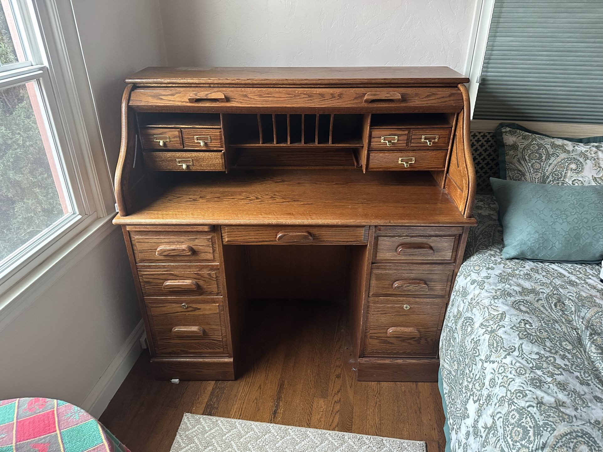 Solid Oak Roll Top Desk