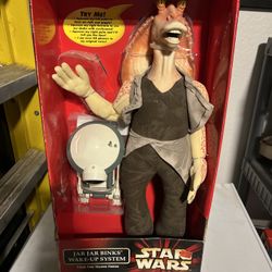 Star Wars Phantom Menace 1999 JAR JAR BINKS-Big Electronic Figure-Wake-Up System