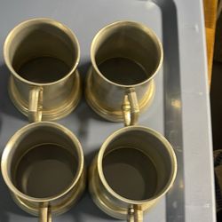 Vintage Aluminum Ice Bucket 10 Inch And English Petwer Tankard Beer Mugs