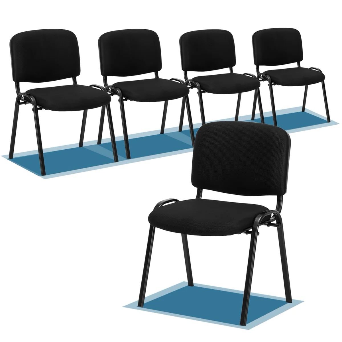 Office Fabric Mesh Stacking Chairs Armless Black 5 chairs brand new in box X12(3)
