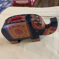 Vintage Genuine Leather Elephant Bank 