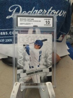 Los Angeles Dodgers Shohei Ohtani 2023 Leaf Prized Legend #20 Gen Mint 10.