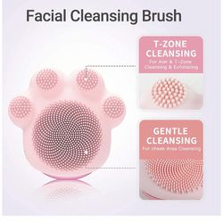 NEW Facial Cleansing Brush, CAT PAW Sonic Silicone Makeup Remove Brush with Heat Massage for Deep Cleaning, Gentle Exfoliating, Import Serum, Gift for