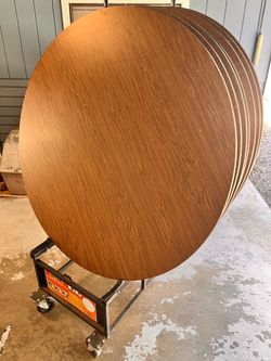 9 Round Tables with cart