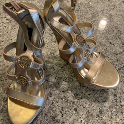 Gold Wedge Heels 