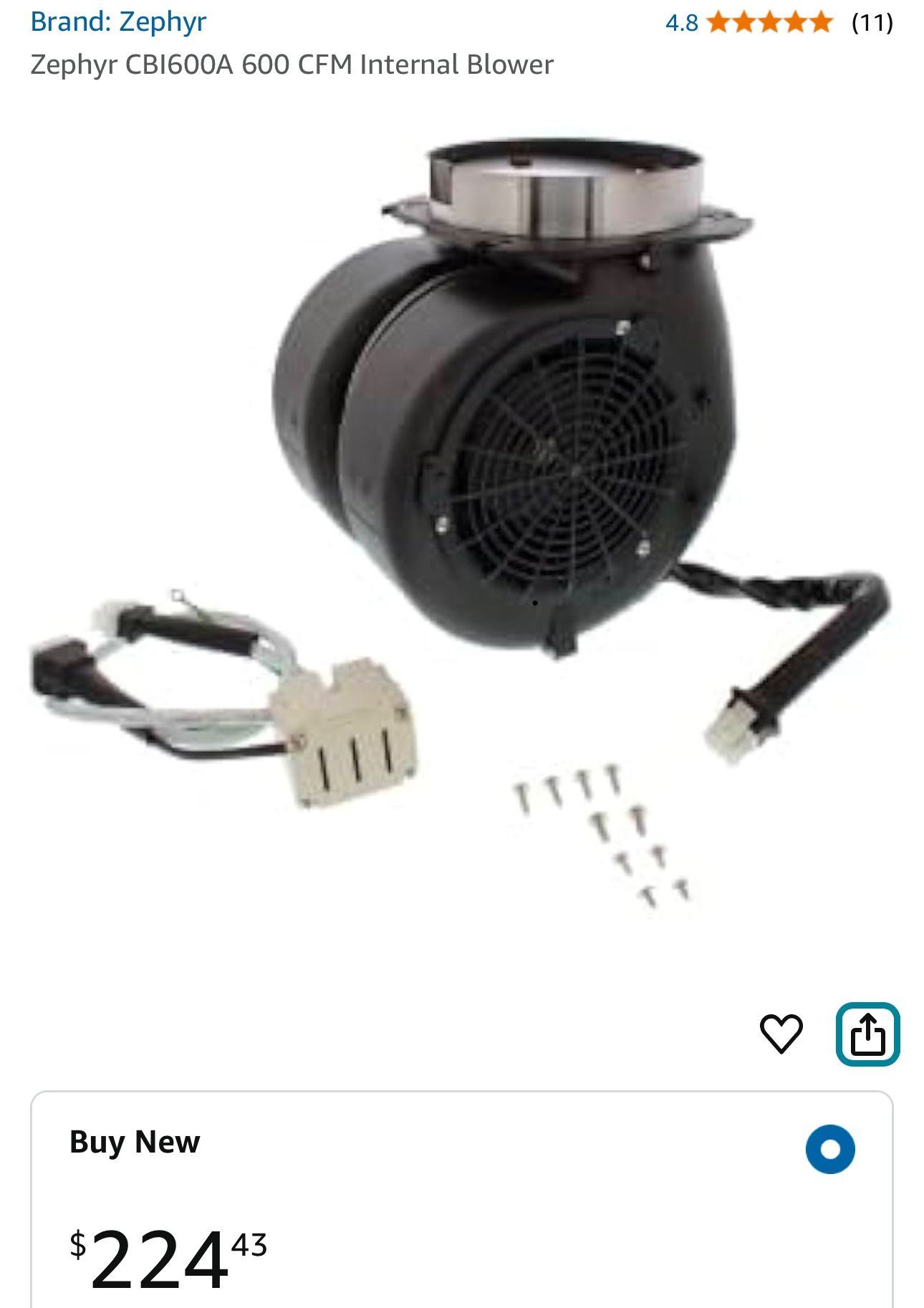 Zephyr CBI600A 600 CFM Internal Blower