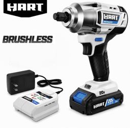 HART 20V Brushless 1/2” Cordless Impact Wrench – 600 Ft-Lbs With Battery & Charger Included