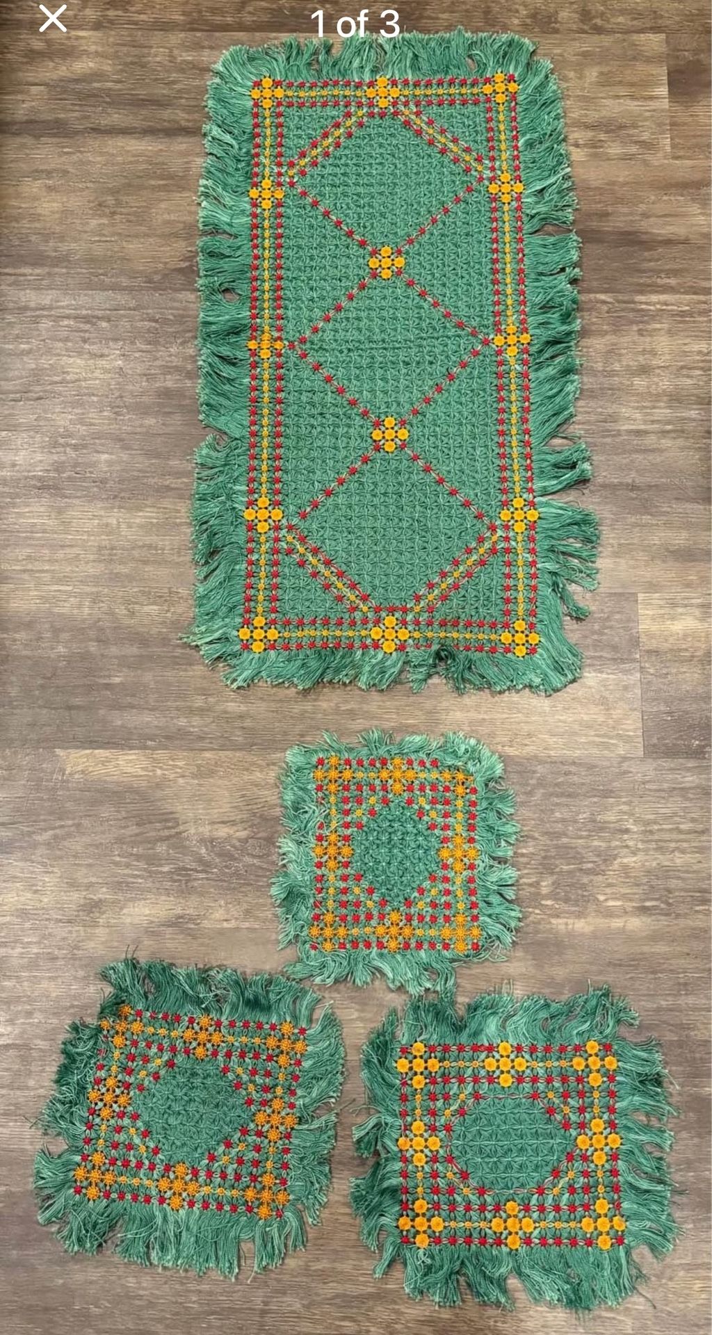 runners table vintage embroidery threads craftwork decor display