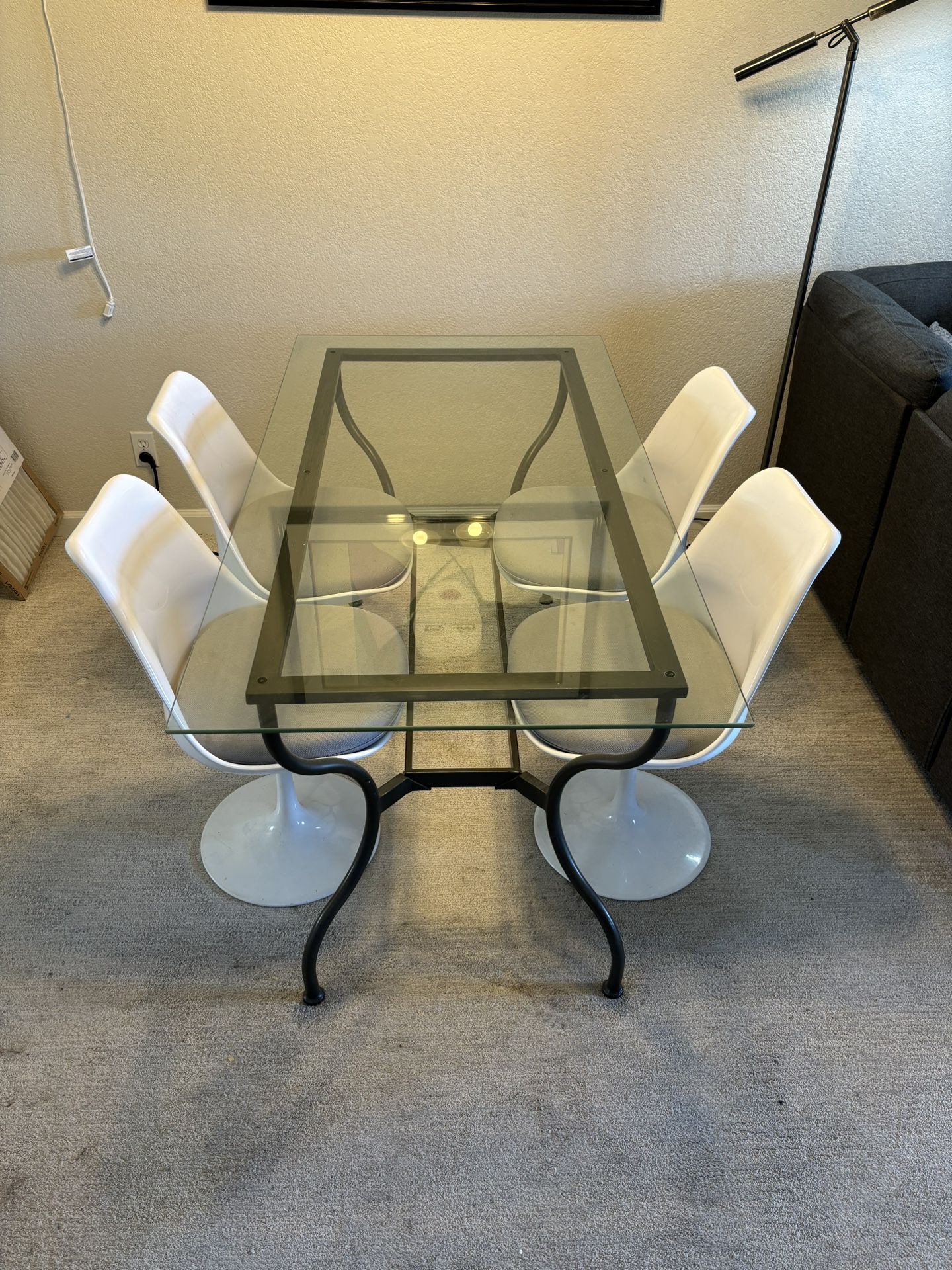 Glass table With 5 Chairs 