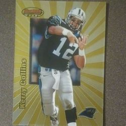 1998 Bowman's Best Kerry Collins #21 Carolina Panthers Quarterback Gold Looking Topps Football Vintage Collectible Card NFL