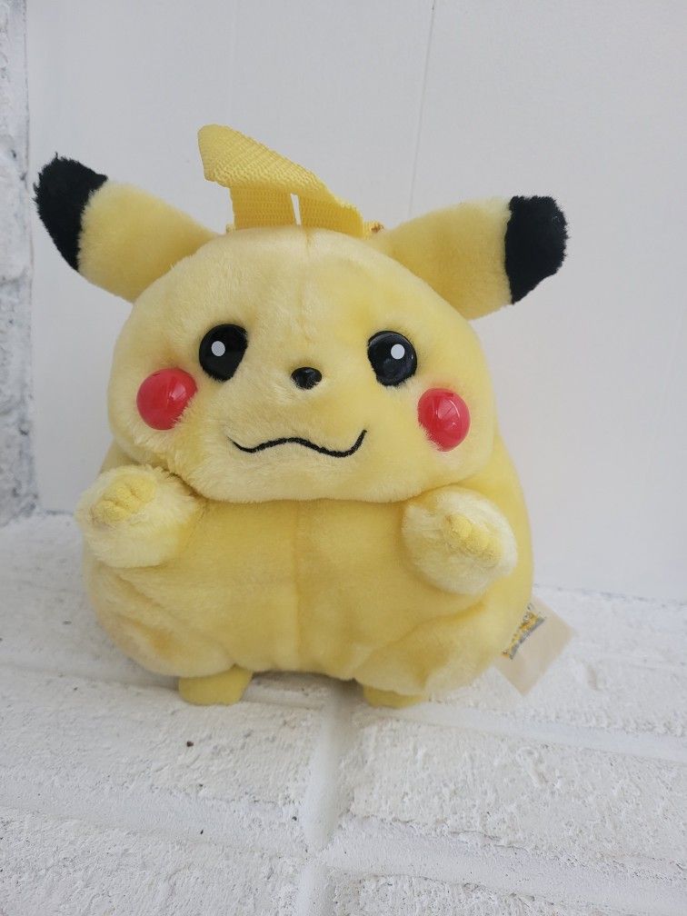 Vintage 90s Pokémon 9'' Official Fat Pikachu Plush Backpack by Pyramid